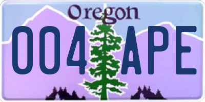 OR license plate 004APE