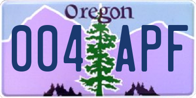 OR license plate 004APF