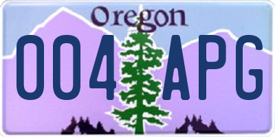 OR license plate 004APG