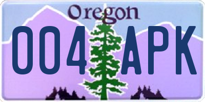 OR license plate 004APK