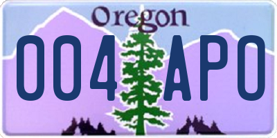 OR license plate 004APO