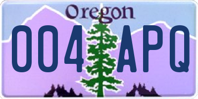 OR license plate 004APQ