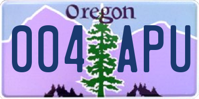 OR license plate 004APU