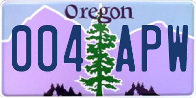 OR license plate 004APW