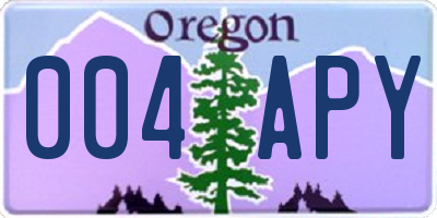 OR license plate 004APY