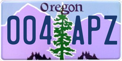 OR license plate 004APZ