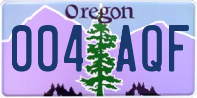 OR license plate 004AQF