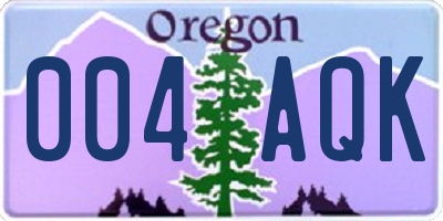 OR license plate 004AQK