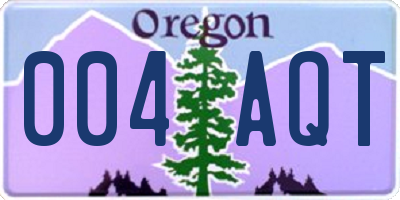 OR license plate 004AQT