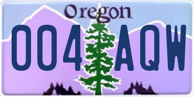 OR license plate 004AQW
