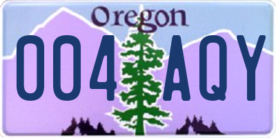 OR license plate 004AQY