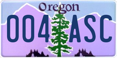 OR license plate 004ASC
