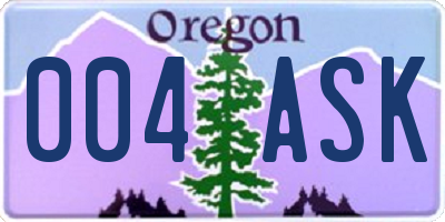 OR license plate 004ASK