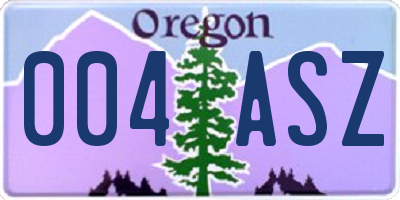 OR license plate 004ASZ