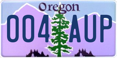 OR license plate 004AUP