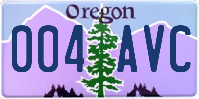 OR license plate 004AVC