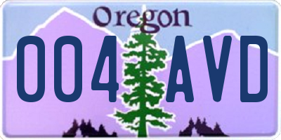 OR license plate 004AVD