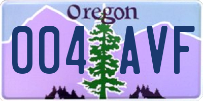 OR license plate 004AVF