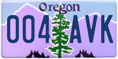 OR license plate 004AVK