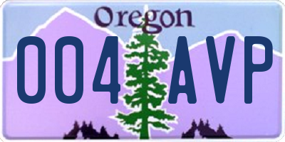 OR license plate 004AVP