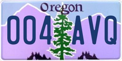 OR license plate 004AVQ