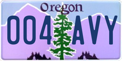 OR license plate 004AVY