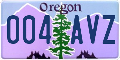 OR license plate 004AVZ