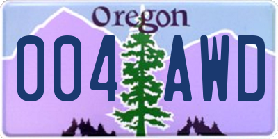 OR license plate 004AWD