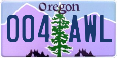 OR license plate 004AWL