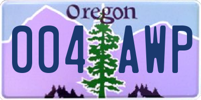 OR license plate 004AWP