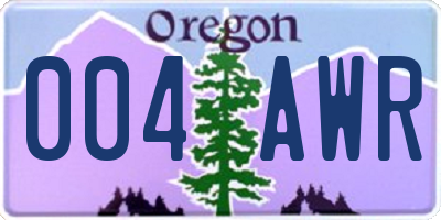 OR license plate 004AWR