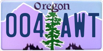 OR license plate 004AWT