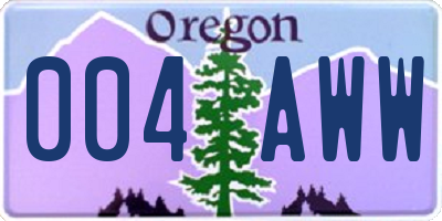 OR license plate 004AWW