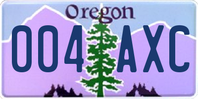 OR license plate 004AXC