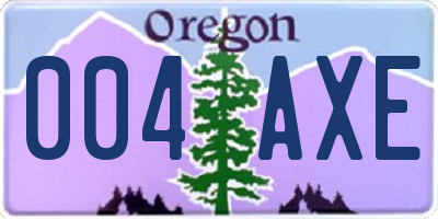 OR license plate 004AXE