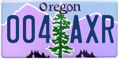 OR license plate 004AXR
