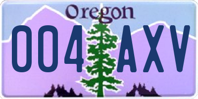 OR license plate 004AXV