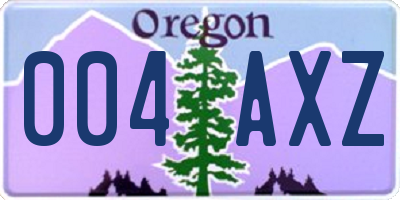 OR license plate 004AXZ