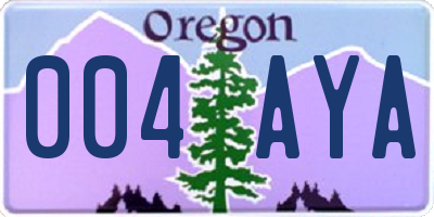 OR license plate 004AYA