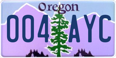 OR license plate 004AYC