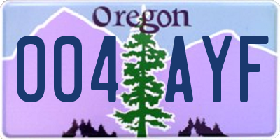OR license plate 004AYF