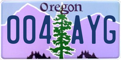 OR license plate 004AYG