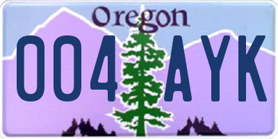 OR license plate 004AYK
