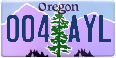 OR license plate 004AYL