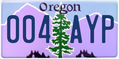 OR license plate 004AYP