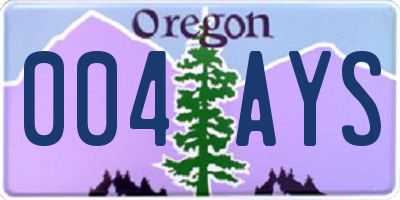 OR license plate 004AYS