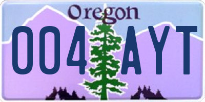 OR license plate 004AYT