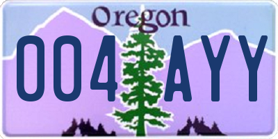 OR license plate 004AYY