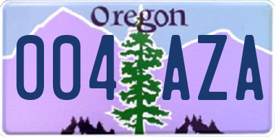OR license plate 004AZA