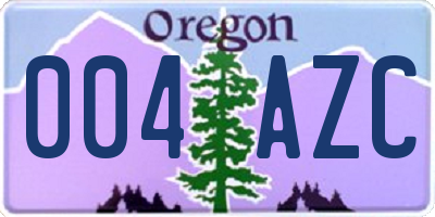 OR license plate 004AZC